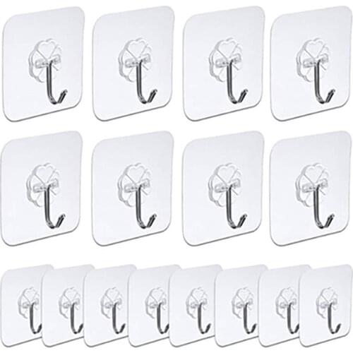 1/10/100Pcs Wall Hook Kitchen Bathroom Office Waterproof and Oil-proof Self-adhesive Transparent Reusable Seamless Hook