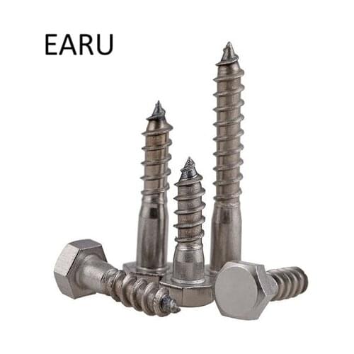 M10*50/60/70/75/80/90/100mm 304 Stainless Steel External Hexagon Hexagonal Hex Socket Head Tapping DIN571 Standard Screw Bolt