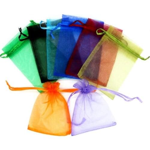 50pcs Organza Bags Jewelry Packaging Bags Wedding Party Decoration Drawable Bags Gift Pouches Christmas Gift Bag