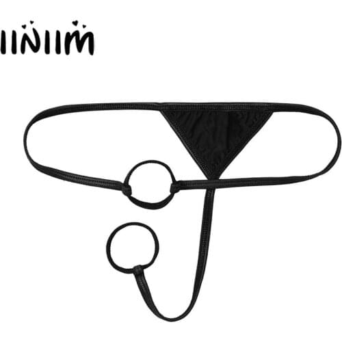 Mens Low Rise Lingerie Panties O-Ring T-Back Thong Fetish Briefs Open Penis Hole Sissy G-string Underwear Underpants Nightwear
