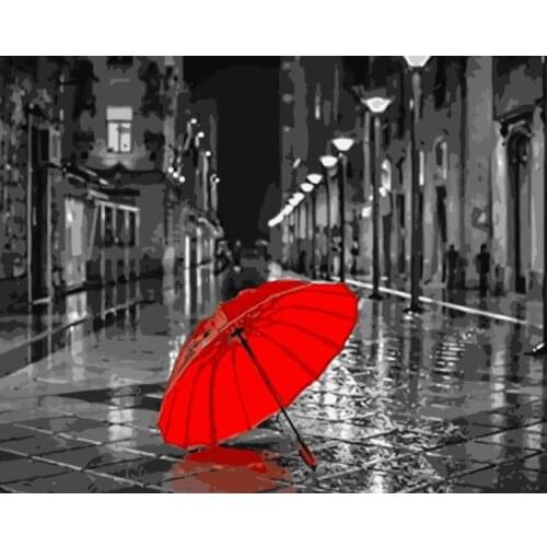 Painting By Numbers DIY Shipping Landscape Umbrella Picture Drawing Home Decoration Living Room Holiday Gift Art Big Size