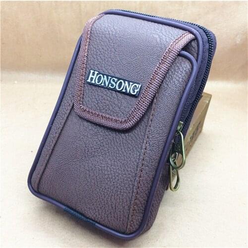 New pu pockets chest bag mens retro leather wallet cash slot zipper pocket belt ring vertical leather phone bag belt pocket 126