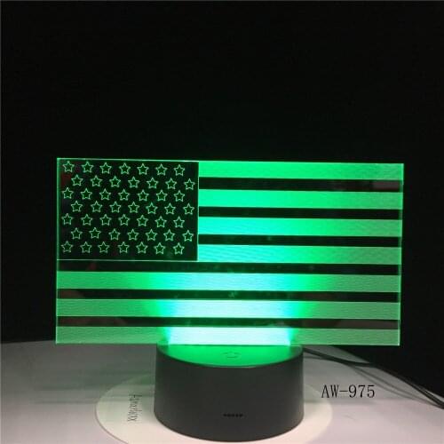 American Flag Stripes Table Lamp 7 Color Changing USB Bedroom Decor 3D LED Night Lights Bedside Sleep Light Bedroom Decor AW-975