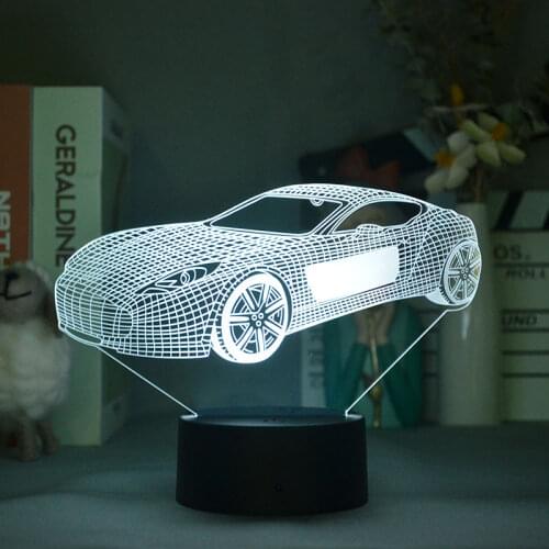 SportsCar Shape 3D LED Illusion Car Nightlight Boyfriends Loving Gift Kids Child Bedroom Bedside Table Lamp LED Sensor Lights