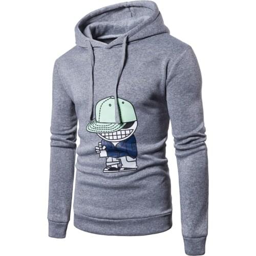 2018 New mens brand cartoon image hoodie autumn and winter hot casual fashion hip-hop fitness sportswear mens pullover 3 color