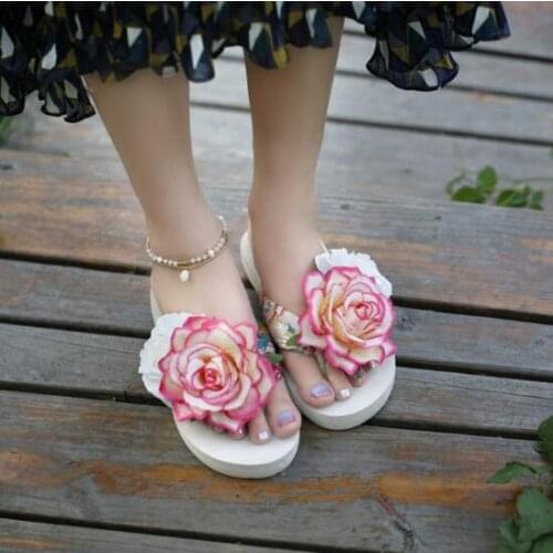 New Casual Summer Bohemia Flower Women Flip Flops Womens Fashion Flower Clip Toe Flats Herringbone Sandals free shipping