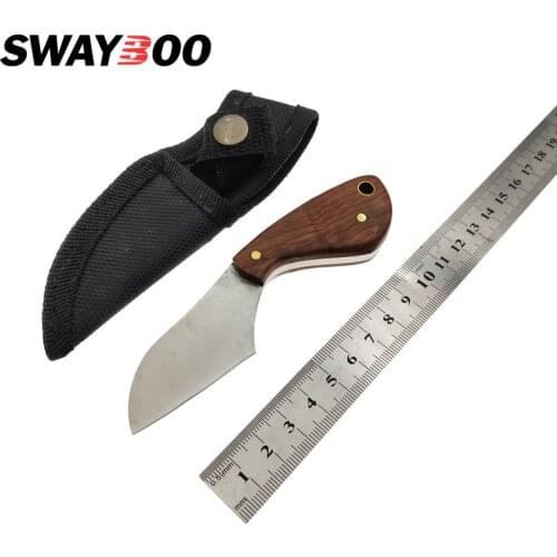 Swayboo Rosewood Handle Straight Knife fixed blade 3CR13 Stainless Steel blade Camping Knife Outdoor Hunting Knife sheath