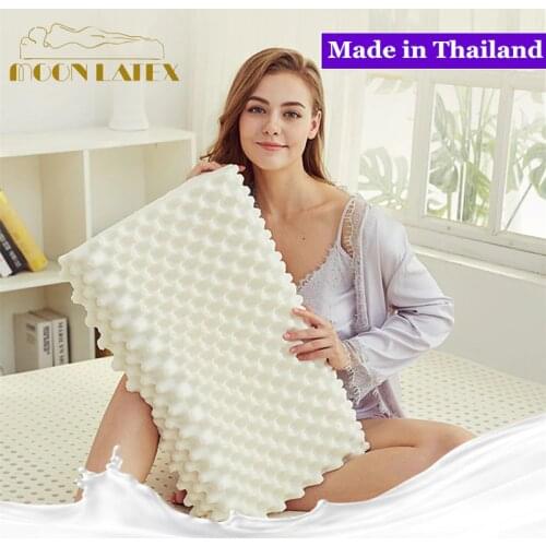 Moonlatex Original Pure Thailand Natural Latex Pillow Solid Headrest Remedial Neck Massage Health Care Head Pillow Home for Bed