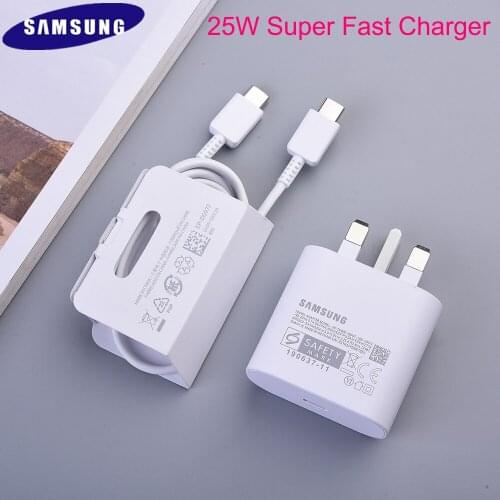 EP-TA800 Original SAMSUNG 25W UK PD Super Fast Charger Double Type C Travel Quick Charging Adapter For Galaxy Note 10 10+ A91 5G