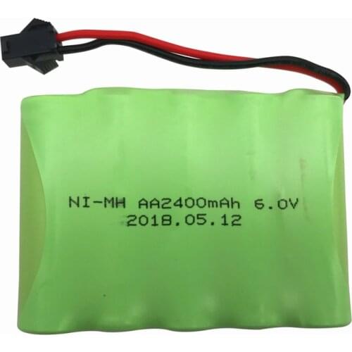 6V 2400mAh Ni-MH Rechargeable AA Battery Pack with SM 2P Plug for RC Car and Other Similar Remote Control Toys