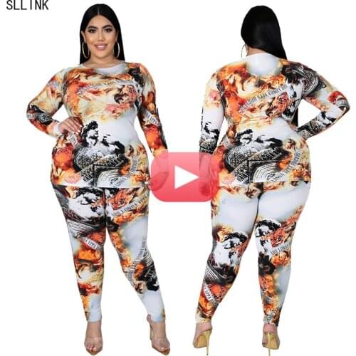 Europe and the United States sexy womens dress special printing long sleeves pants autumn and winter leisure sports