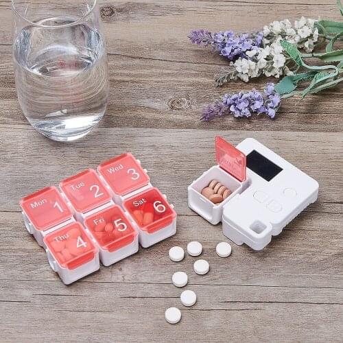 JOYLIVE storage portable plastic pill box portable sealed moisture-proof split-packing electronic timing reminder smart pill box