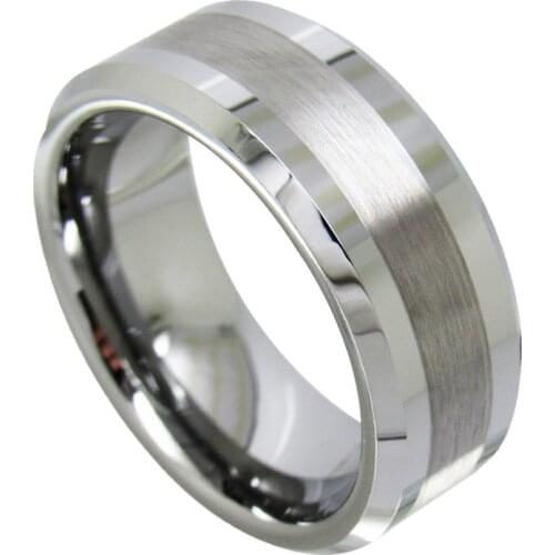 Simple High Polished 8MM Width Tungsten Carbide Wedding Ring For Mans Gift Brushed Finishing Comfort Fit Customized Engrave