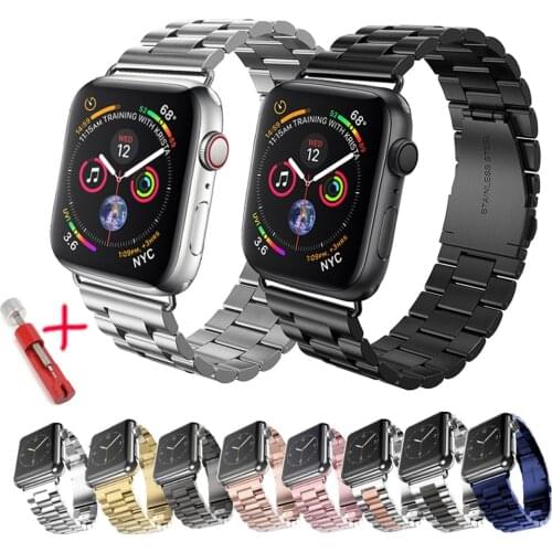 Stainless Steel Strap For Apple Watch band 44 mm 42mm 40mm 38mm metal Link Bracelet iwatch series 5 4 3 2 1 38 42 40 44mm