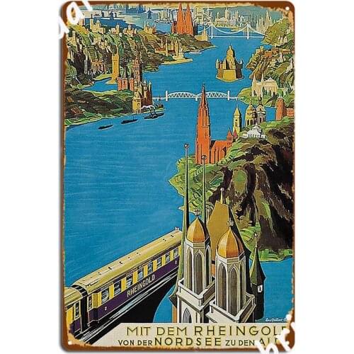 Rheingold Vintage Travel Poster Poster Metal Plaque Club Bar Classic Club Home Plaques Tin Sign Posters