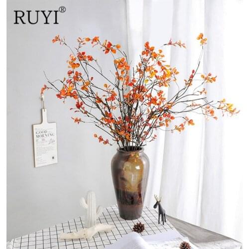 RUYI 107cm Hand Feel Autumn Leaves Artificial Flowers Simulation Branches Living Room Show Window Decoration Photography Props