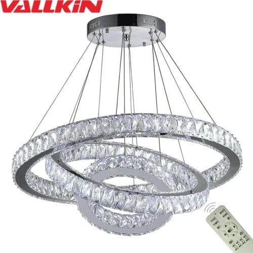 Modern Crystal Chandeliers Home Lighting Decoration LED Pendant Ring Hanging Lamps Indoor Fixtures Dimmable with Remote Control