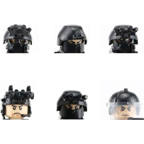 HOT Modern Army Police Soldier Figures Accessory Building Blocks Military Commando Team Infantry Weapons Helmet Mini Bricks Toys