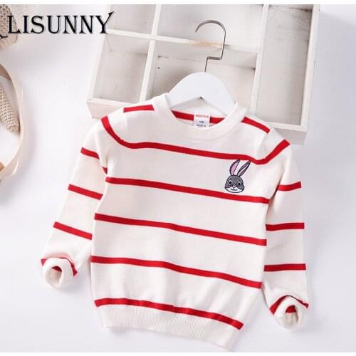 Girls Sweater Striped 2021 New Autumn Winter Cartoon Baby Sweater Jumper Children Sweaters Toddler Pullover Kids Clothes 2-7y