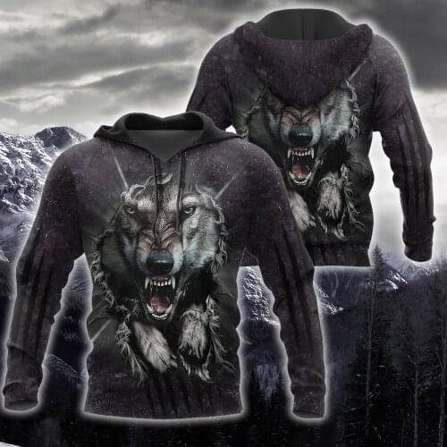 Wolf 3D All Over Printed Men Hoodies Sweatshirt Unisex Streetwear Zipper Pullover Casual Jacket Tracksuits KJ0185