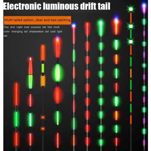 Intelligent Luminous Float Tail Day Night Sensor Color Change Smart Electric Fishing Float Tail Fishing Tackle Accessories