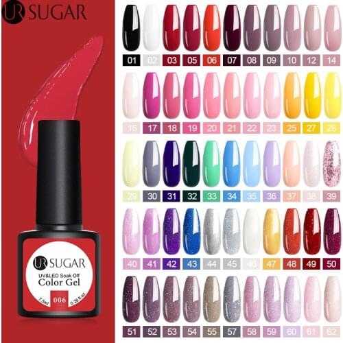 UR SUGAR 7.5ml Color Gel Polish Semi Permanent 62 Colors Gel varnish Soak Off UV LED Gel Nail Polish No Wipe Top Coat Varnish