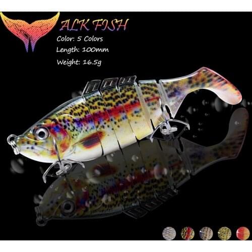 WALK FISH 100mm/16.5g Sinking Wobblers Fishing Lures 6 Segment Multi Jointed Bait Minnow Swimbait Artificial Bait Fishing Tackle