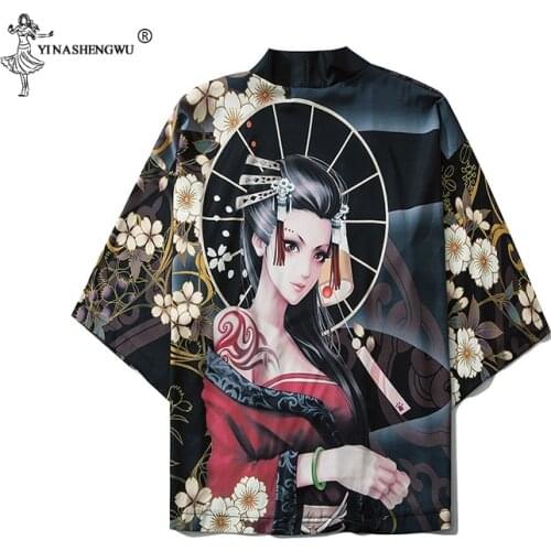 Japanese Kimono Traditional Yukata Kimono Cardigan Kimonos Male Fashion Casual Cardigan Shirt Clothes Thin Asian Japan Beach Men