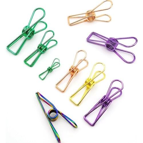 10pcs Creative Hollow Electroplating Long Tail Clip Office Folder Clothes Drying Clip