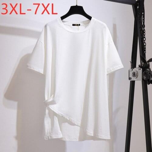 New 2021 Ladies Summer Plus Size Tops For Women Large Short Sleeve Loose Cotton Black White O-neck T-shirt 3XL 4XL 5XL 6XL 7XL
