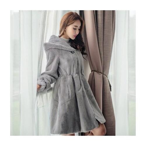 6 Colors 5 Size Women Winter 100% Natural Rex Rabbit Fur Coat Jacket Female Warm Hooded Overcoat casaco feminino LX1210