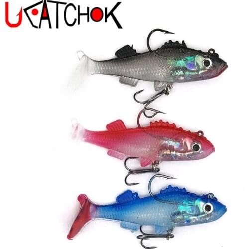 10pcs/lot 15g 8.5cm lead weight soft rubber fish sea bass killer T-tail silica gel soft artificial fake fish lead hook bait