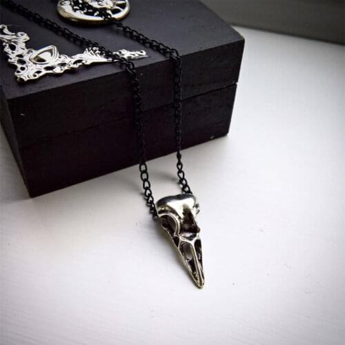 2021 Fashion Necklace Black Chain New Mini Raven Skull Alloy Raven Raven Poe Steampunk Gift Idea Zombie Gift