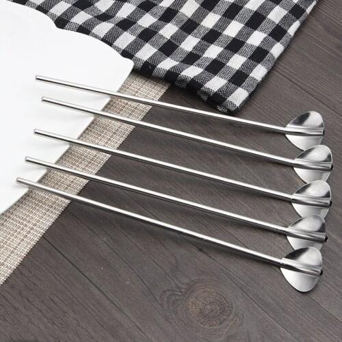 4PCS Stainless Steel Reusable Heart Pattern Drinking Straw Straws Spoon with Cleaner Brush