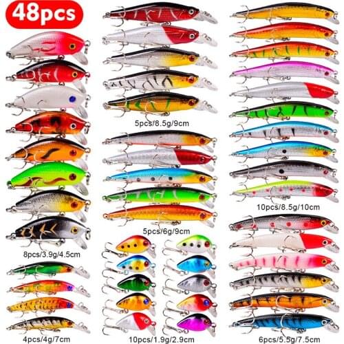 48 Pcs Señuelos De Pesca Mar Cebos Fishing Lure Bait Set Wobbler Crankbaits Swimbait Hard Carp Tackle Wedkarstwo Karpiowe Minnow