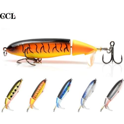 9.5cm 13.5g Topwater Popper Two Jointed Floating Hard Bait NO.6 Treble Hooks Rotation Tail For Trout Bass Pike fishing lures