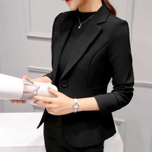 White Women Blazer 2021 Formal Blazers Lady Office Work Suit Pockets Jackets Coat Slim Black Women Blazer Femme Jackets Femme