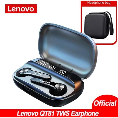 Original Lenovo QT81 TWS Wireless Earphone BT 5.0 Deep Bass Touch Control IPX4 Waterproof Noise Reduction VS Lenovo LP2