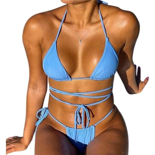 Bikinis 2021 Mujer Sexy Swimsuits Padded Backless Beach Bathing Suit Women Split Sexy Swimwear Women Bikini Mujer купальник
