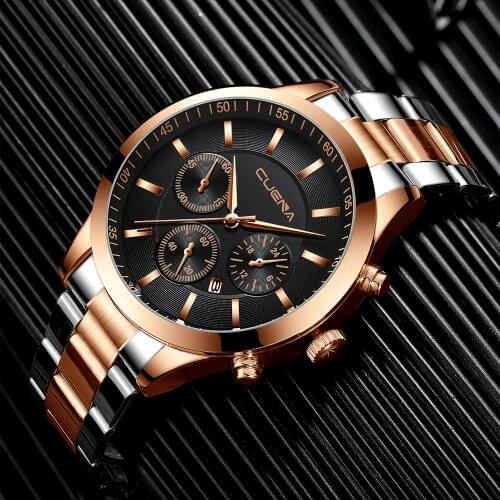 CUENA Men Watch Top Brand Luxury Mens Watches Sports Full Stainless Steel Waterproof Business Quartz Watch Relogio Masculino