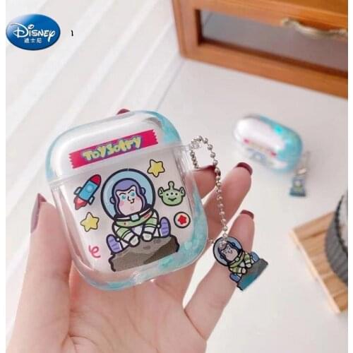 Cartoon Disney Toy Story Alien Liquid quicksand Glitter Hard PC Airpod Case For Apple Airpods Pro for airpod 1 2 kawayi cases