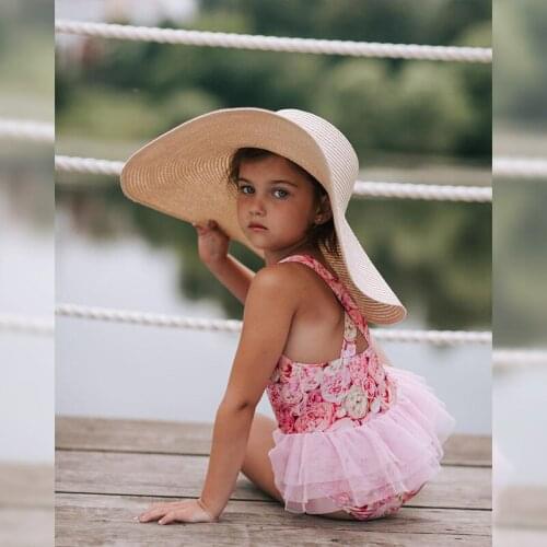 2021 childrens girls swimsuit short skirt mesh skirt Rose Summer one-piece hot spring suit beach suit