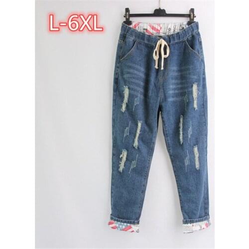 Plus Size 6XL 2020 Boyfriend Denim Jeans Women Hole Jeans Haren Pants Ladies Ripped Loose Womens Jeans Pants Cowboy Pants Y409