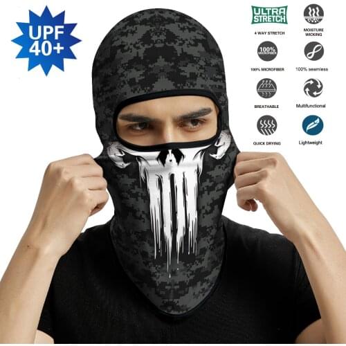 Punisher Balaclava Earloop Facemask Seamless Bandana Camo Neck Buff Sport Tube Scarf Army Headband Hunting Hiking Headscarf Men