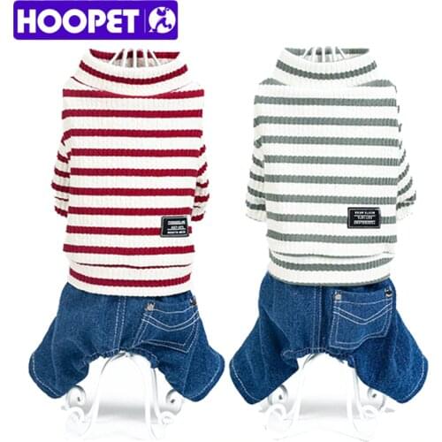 HOOPET Pet Dog Clothing Stripe Jumpsuit Puppy Dress Apparel Costume Cowboy
