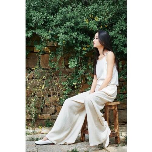 Hot cake high quality soft breathable dress pant wideleg pant cotton linen skirt pants large size pants-women womens pant wear
