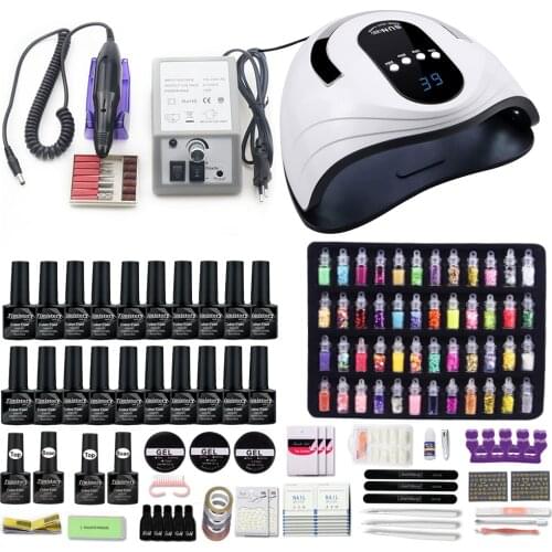 Super Nail Set With 120W Nail Dryer Choose 20/10 Color Gel Nail Polish Kit 35000RPM Electric Nail Drill Machine Manicure Set
