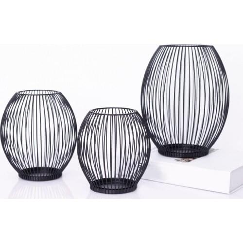 Metal Iron Hollow Candle Holder Stand Cage Candlestick Hanging Lantern Home Decor Gifts Candlestick Candle Holder Display Shelf