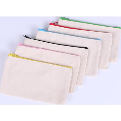 New Multipurpose Cosmetic Bag Makeup Pouches with Zipper Cotton Canvas Bag Pencil Travel Toiletry Bag DIY Design