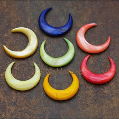 Fashion Double Horn Crescent Necklace Pendant Mix Color Horn Style Charm Jewelry In 35*52 mm PM6298